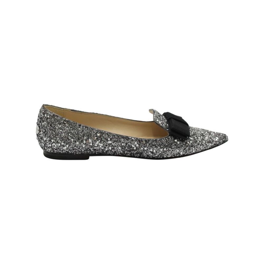 Jimmy Choo Gala Bow Accents Loafers in Silver Glitter